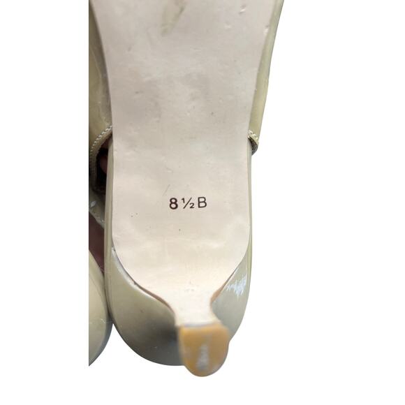 👠 Talbots 8.5B Nude Patent Slingback Heels Pointed Toe Bow Buckle Y2K Chic - Picture 6 of 6